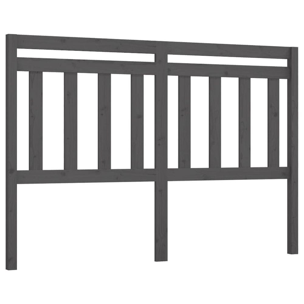 Vidaxl Čelo postele, sivé, 166x4x100 cm, masívne borovicové drevo